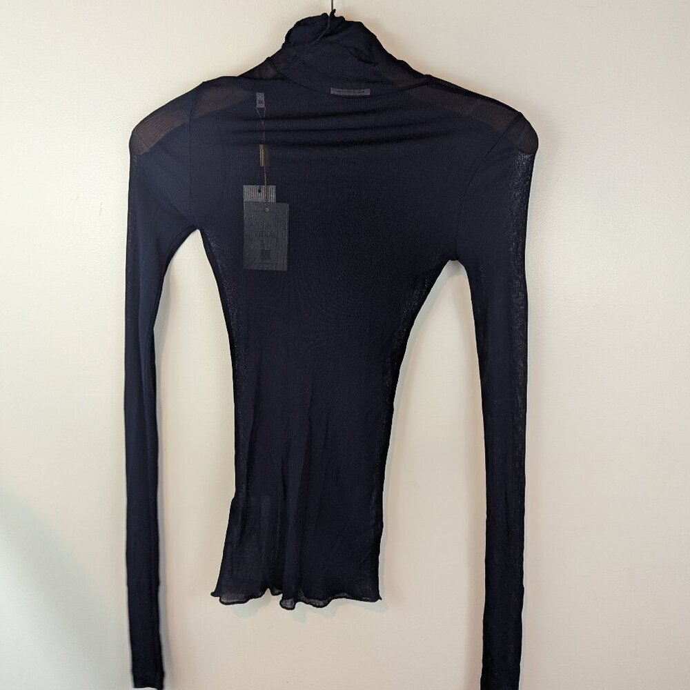 NWT AMI Alexandre Mattiussi Sheer Turtleneck Long Sleeve Tee, Sz XS